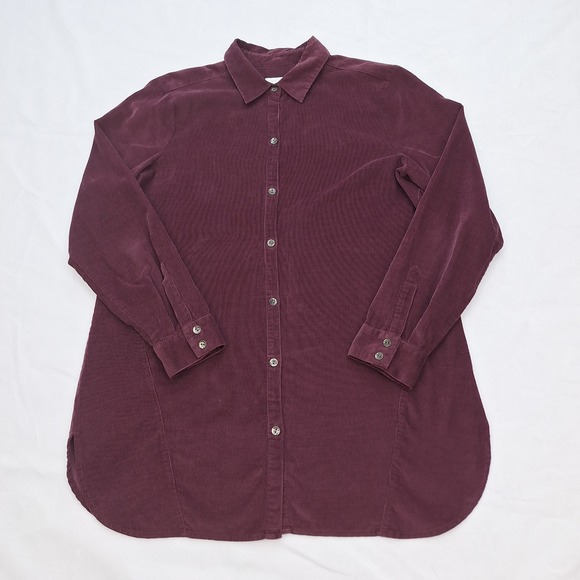 J.Jill Tops - J Jill Shirt Womens Small Burgundy Lightweight Corduroy Button Down Long Sleeve